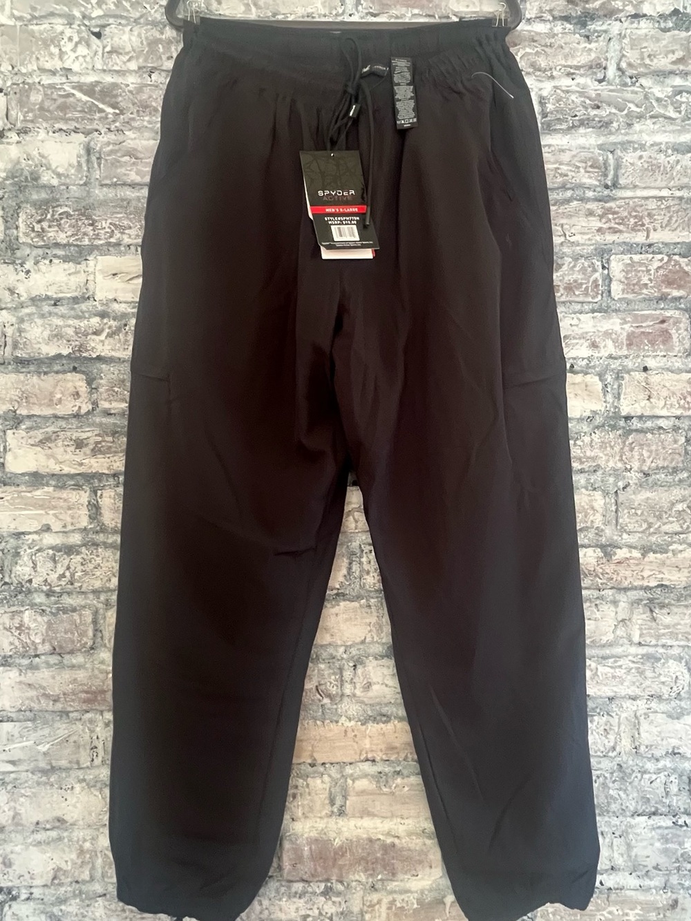 Spyder Black Men's Athletic All Weather Joggers with Drawstring Waist NWT Unisex